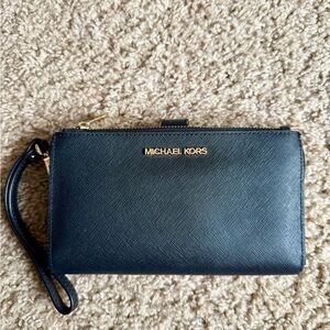 Michael Kors Black and Gold Wristlet